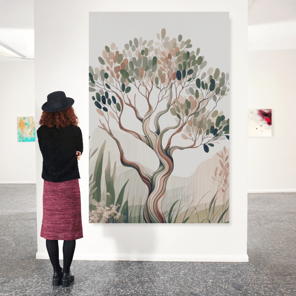 Whimsical Australian Tree – Minimalist Nature Canvas Wall Art Print Decor Print Material