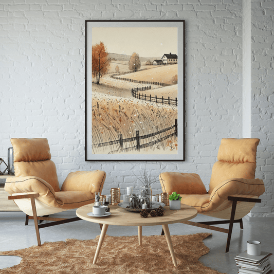 Countryside Serenity Scandinavian Lake Wall Art Print Print Material