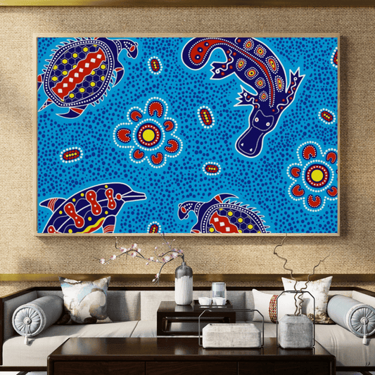 Water Dreaming – Aboriginal Wall Art | Stretched & Framed Canvas 40x60 cm / 16x24″ / Stretched Canvas / Slim Print