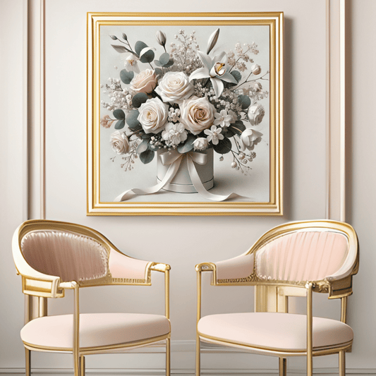 Ivory Grace Bouquet Flower Framed Canvas Wall Art Print Material