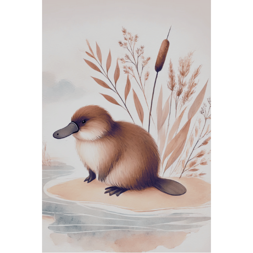 Tranquil Waters - The Curious Platypus – Australian Wildlife Canvas Wall Art Print Decor Print Material