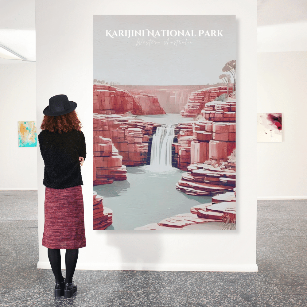 Karijini Falls – Minimalist Australian Outback Canvas Wall Art Print Decor Print Material