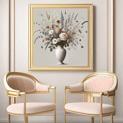 Whispering Meadow Scandinavian Flower Bouquet in A Vase Wall Art Print Print Material