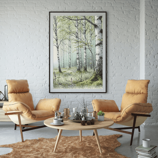 Whispering Woods Nordic Scandinavian Forest Trees Wall Art Print Print Material