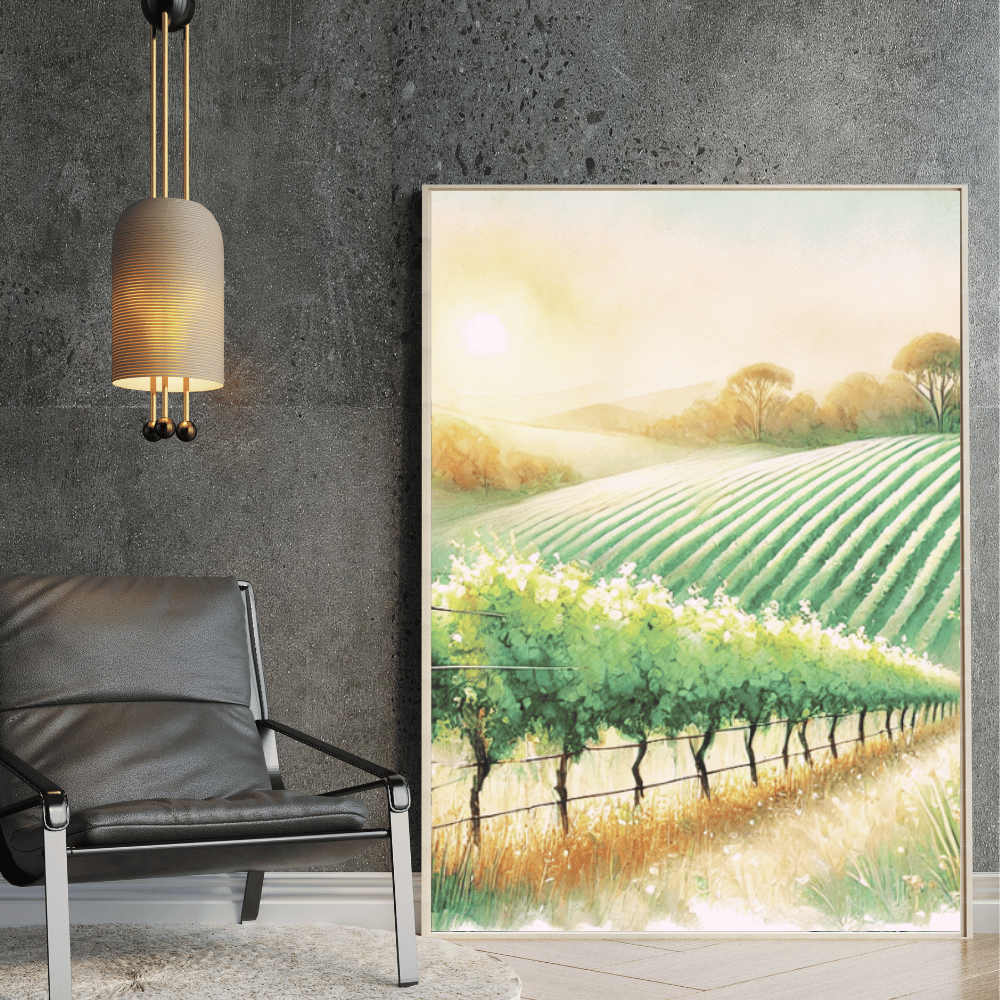Vineyard Glow – Cherry Blossoms Birds Botanical Spring Canvas Wall Art Print Decor Print Material