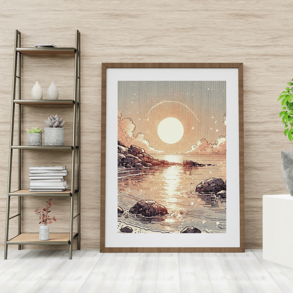 Moonlit Shoreline Wall Art Print Print Material