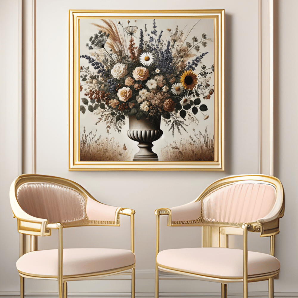 Wildflower Symphony Large Scandinavian Bouquet in A Vase Wall Art Print Print Material
