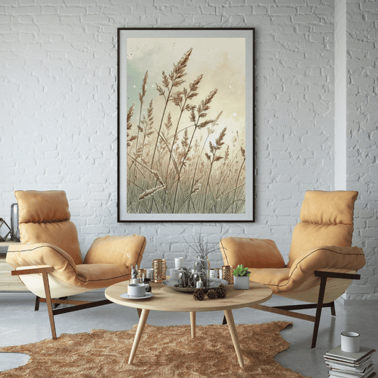 Golden Field Reverie Print Nordic Scandinavian Wall Art Print Print Material