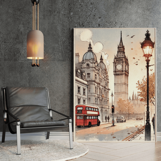 Big Ben’s Embrace London Street Wall Art Print Material