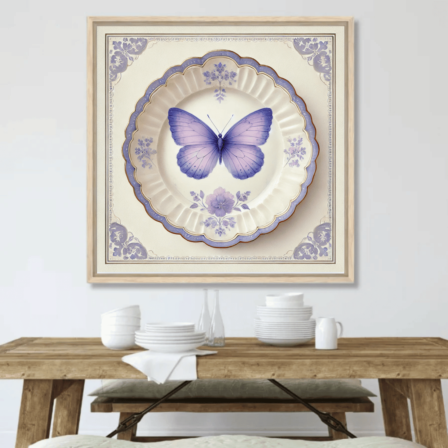 Lavender Lace and Butterfly Wall Art | Kitchen Wall Art | Dining Room Wall Art | Vintage Wall Art | Elegant