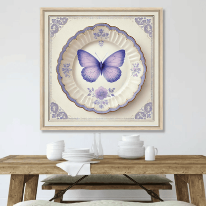 Lavender Lace and Butterfly Wall Art | Kitchen Wall Art | Dining Room Wall Art | Vintage Wall Art | Elegant