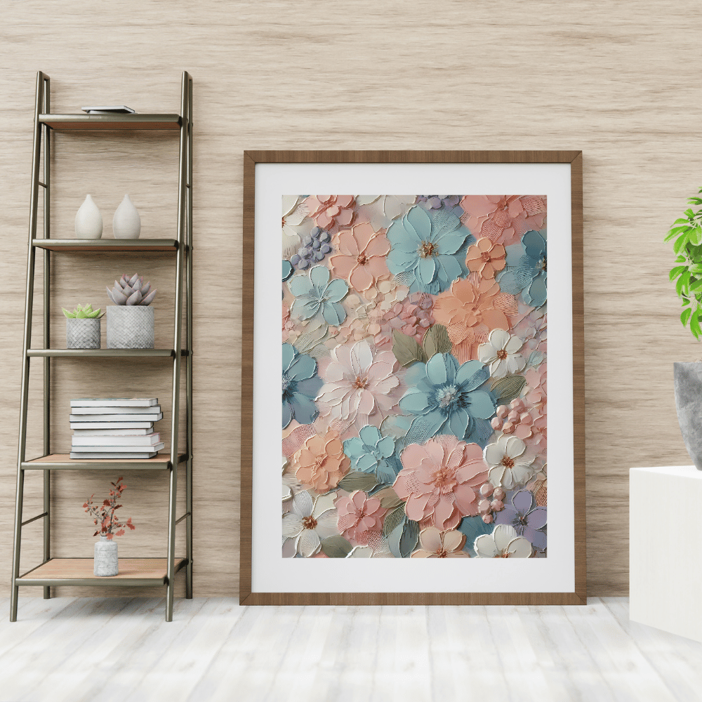 Soft Petals Bloom Floral Pattern Wall Art Print Print Material
