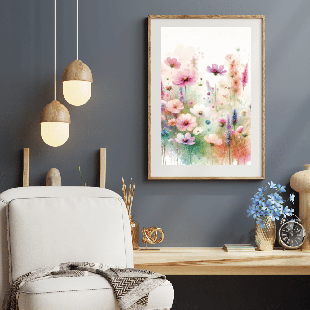Floral Symphony – Vibrant Watercolor Wall Art Print Material