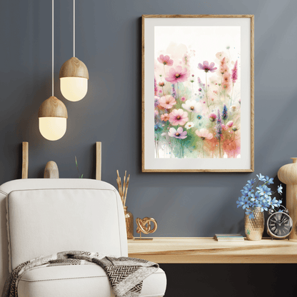 Floral Symphony – Vibrant Watercolor Wall Art Print Material