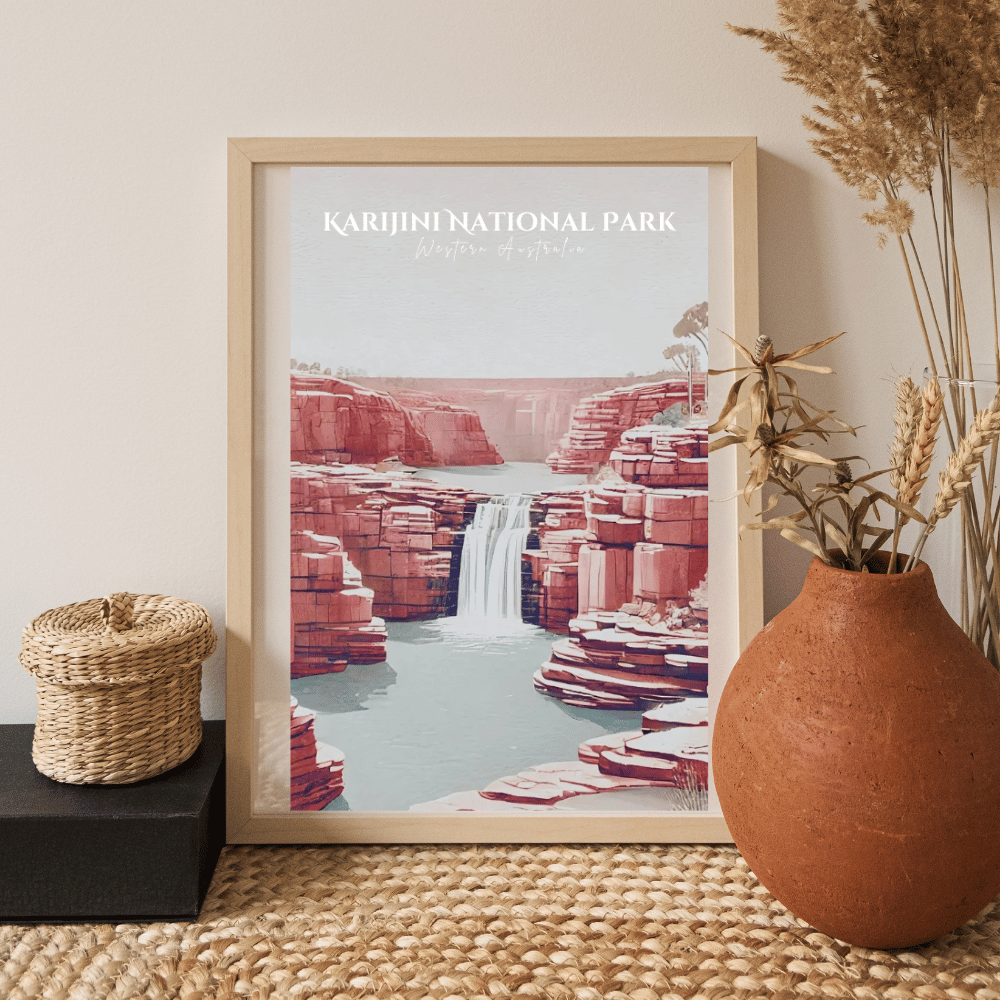 Karijini Falls – Minimalist Australian Outback Canvas Wall Art Print Decor Print Material