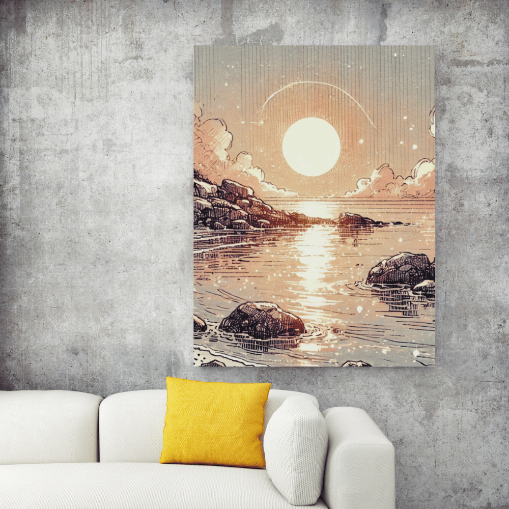 Moonlit Shoreline Wall Art Print Print Material