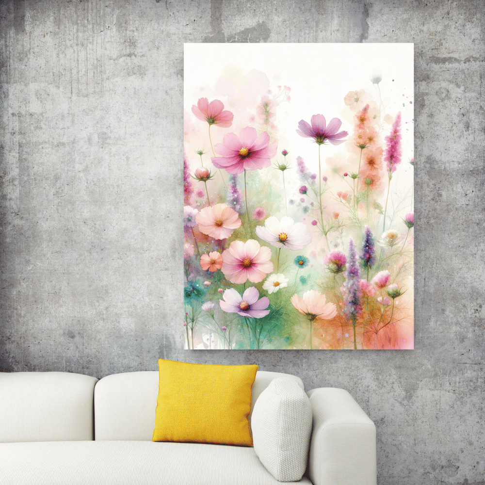 Floral Symphony – Vibrant Watercolor Wall Art Print Material