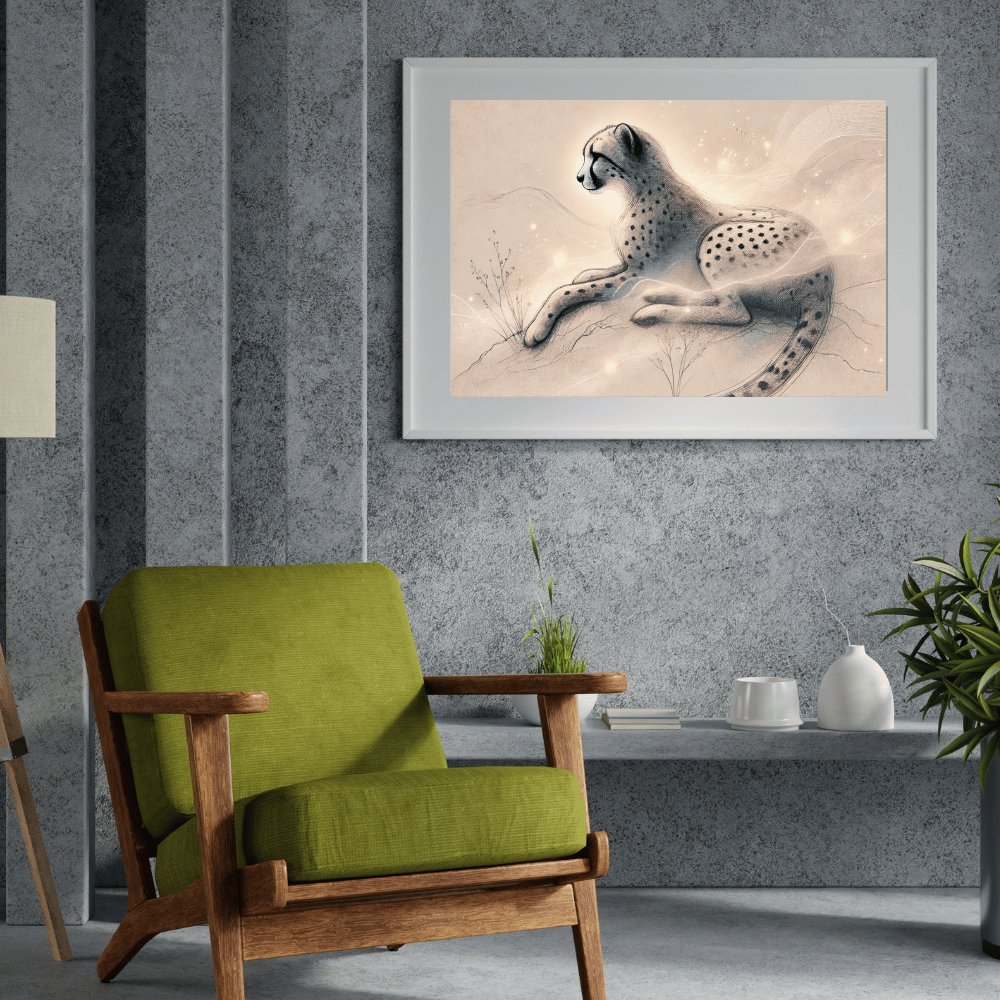 The Serene Cheetah Wall Art Print Print Material