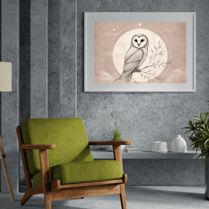 The Watchful Owl Wall Art Print Print Material