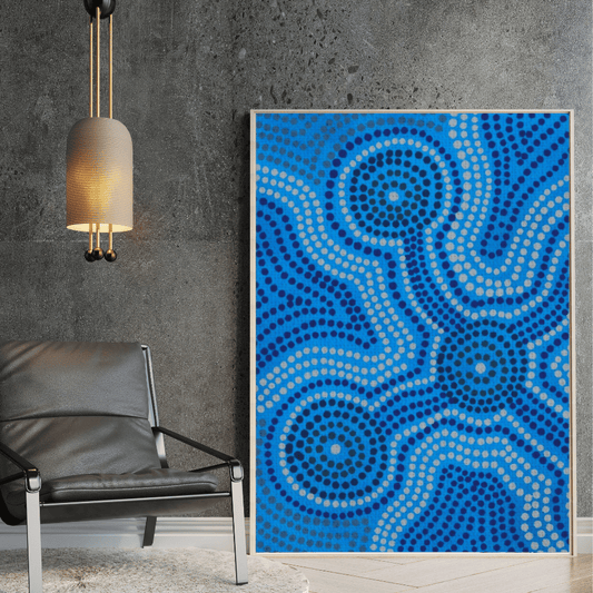Water Spirit Left – Aboriginal Canvas Wall Art | Stretched & Framed Print Material
