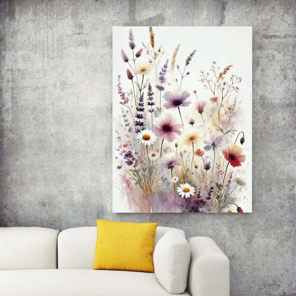 Blooming Essence – Watercolor Wildflower Wall Art Print Material