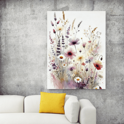 Blooming Essence – Watercolor Wildflower Wall Art Print Material