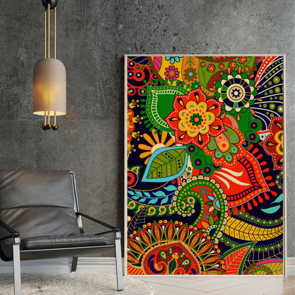 Bush Blooms Dreaming – Aboriginal Canvas Wall Art | Stretched & Framed Print Material