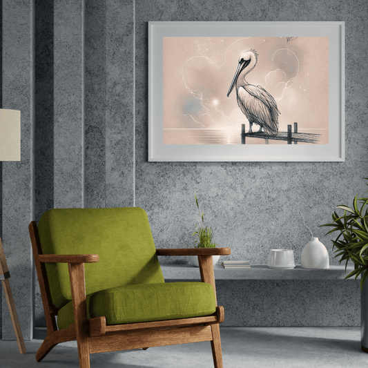 Pelican by the Dock Wall Art Print Print Material