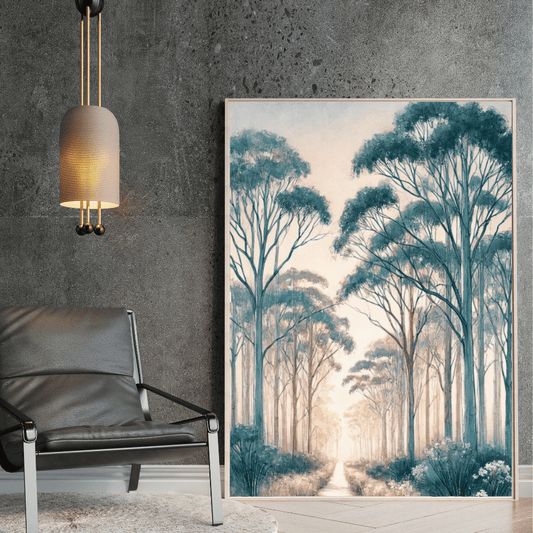 Winter Trail – Trees Forest Botanical Winter Canvas Wall Art Print Decor Print Material