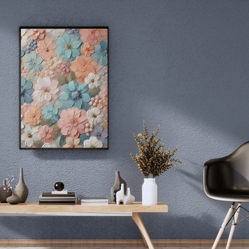Soft Petals Bloom Floral Pattern Wall Art Print Print Material