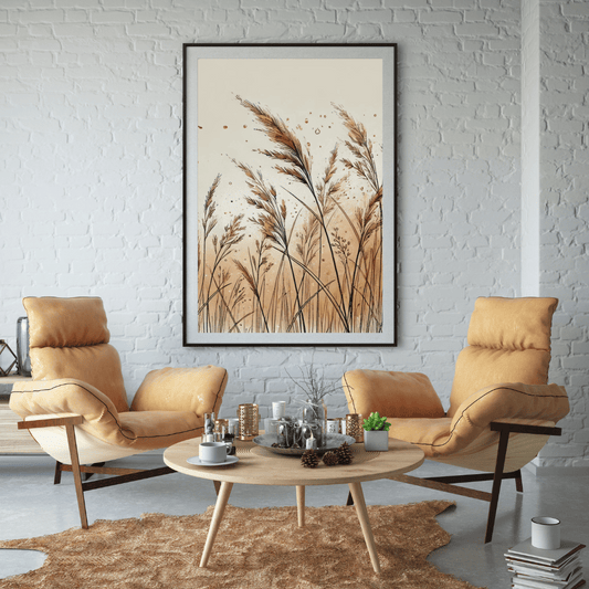 Autumn Breeze Field Scandinavian Wall Art Print Print Material