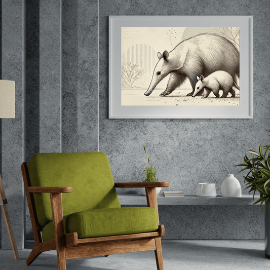 Mother and Cub Anteater Wall Art Print Print Material