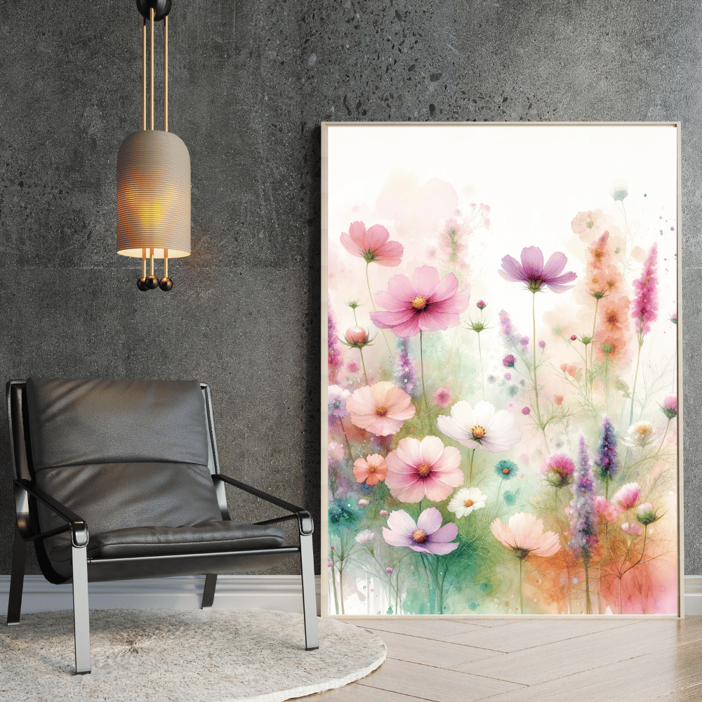 Floral Symphony – Vibrant Watercolor Wall Art Print Material