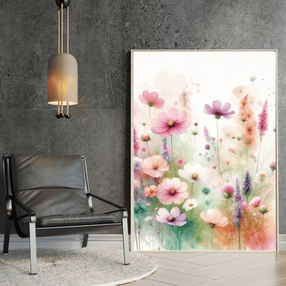 Floral Symphony – Vibrant Watercolor Wall Art Print Material