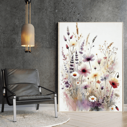 Blooming Essence – Watercolor Wildflower Wall Art Print Material