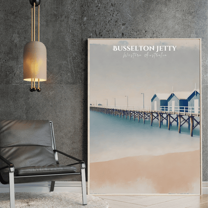 Busselton Jetty – Minimalist Coastal Canvas Wall Art Print Decor Unframed Poster / 40x60 cm / 16x24″ / -Poster Only-