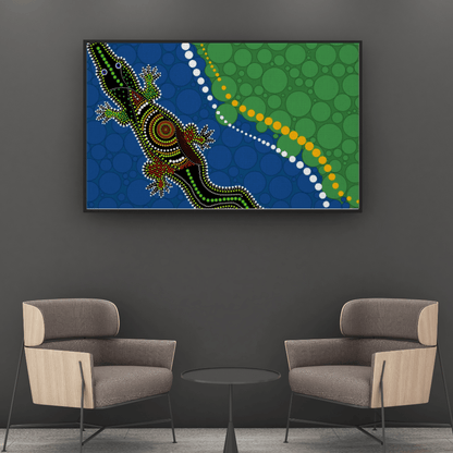 Crocodile Dreaming – Keeper of the Waters - Aboriginal Canvas Wall Art Print Material