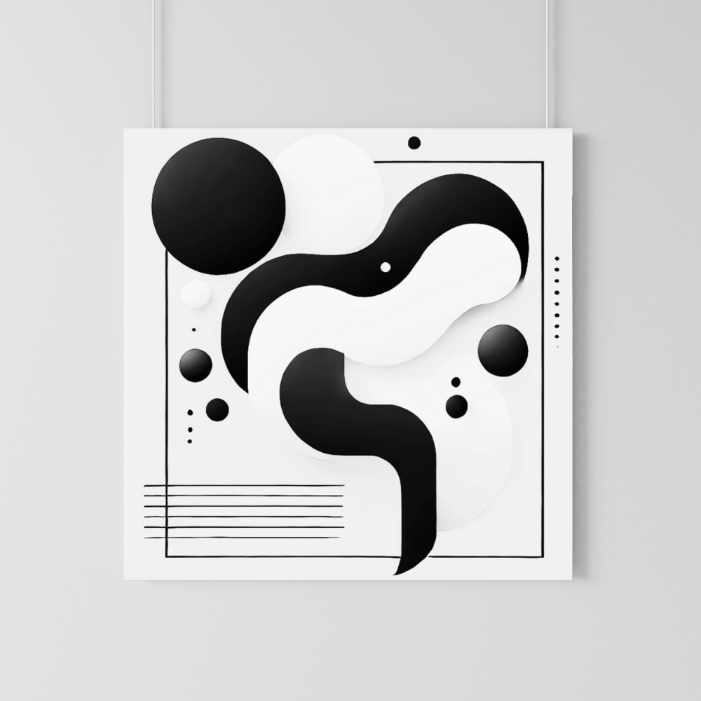 Monochrome Harmony Abstract Wall Art Print Material