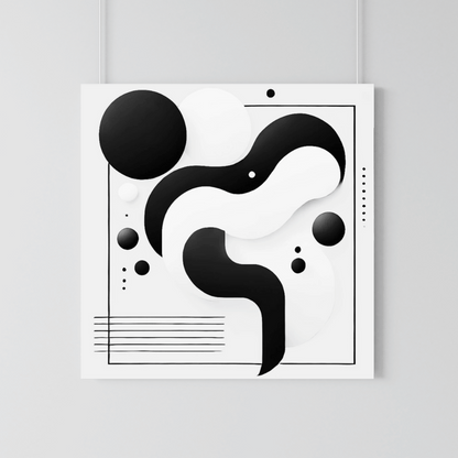 Monochrome Harmony Abstract Wall Art Print Material