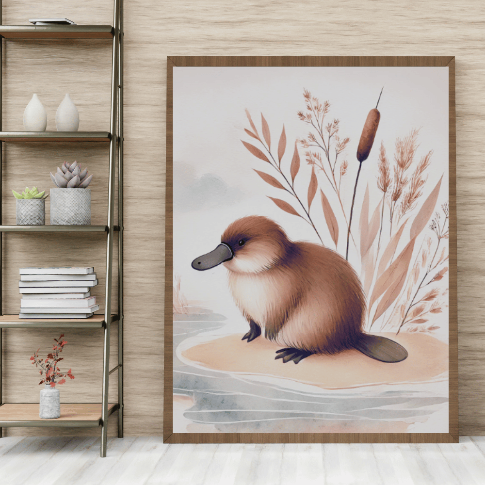 Tranquil Waters - The Curious Platypus – Australian Wildlife Canvas Wall Art Print Decor Print Material