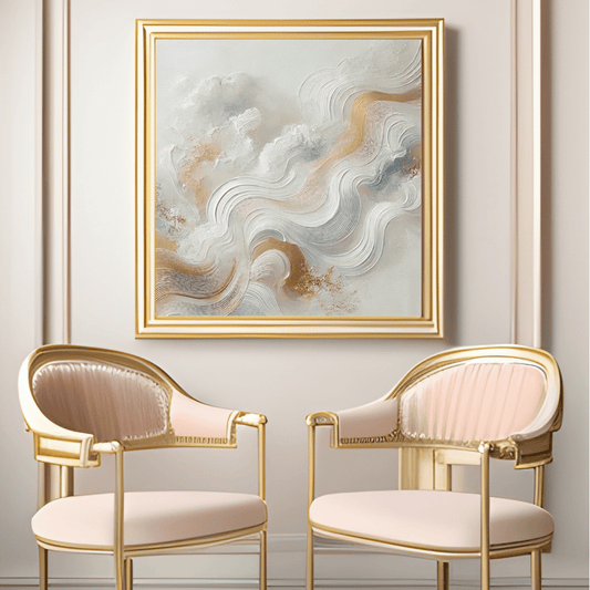 White Celestial Breeze - Luxurious Abstract Wall Art Print Print Material