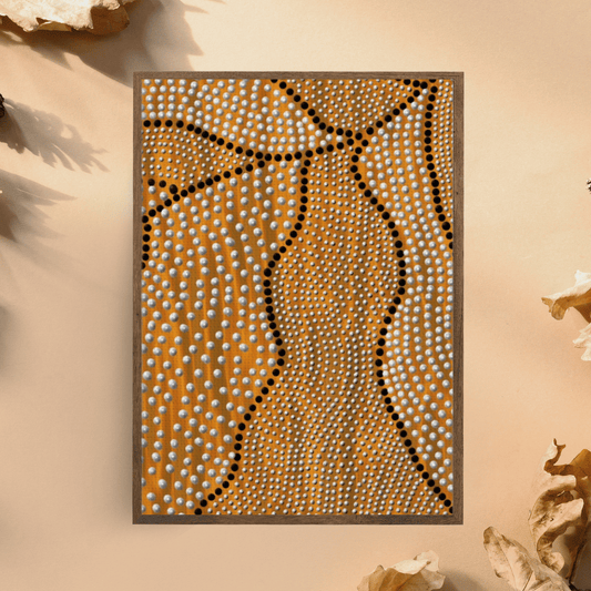 Golden Earth Right – Aboriginal Canvas Wall Art | Stretched & Framed Print Material