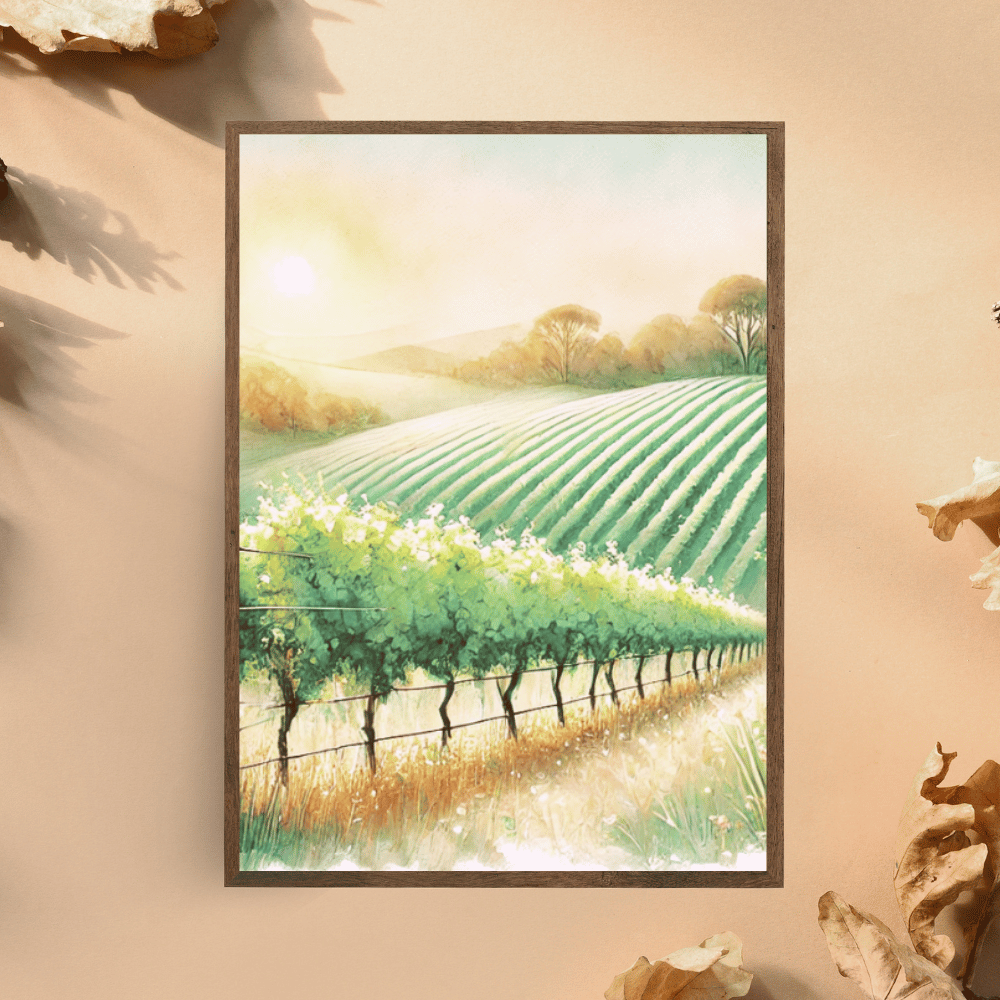 Vineyard Glow – Cherry Blossoms Birds Botanical Spring Canvas Wall Art Print Decor Print Material