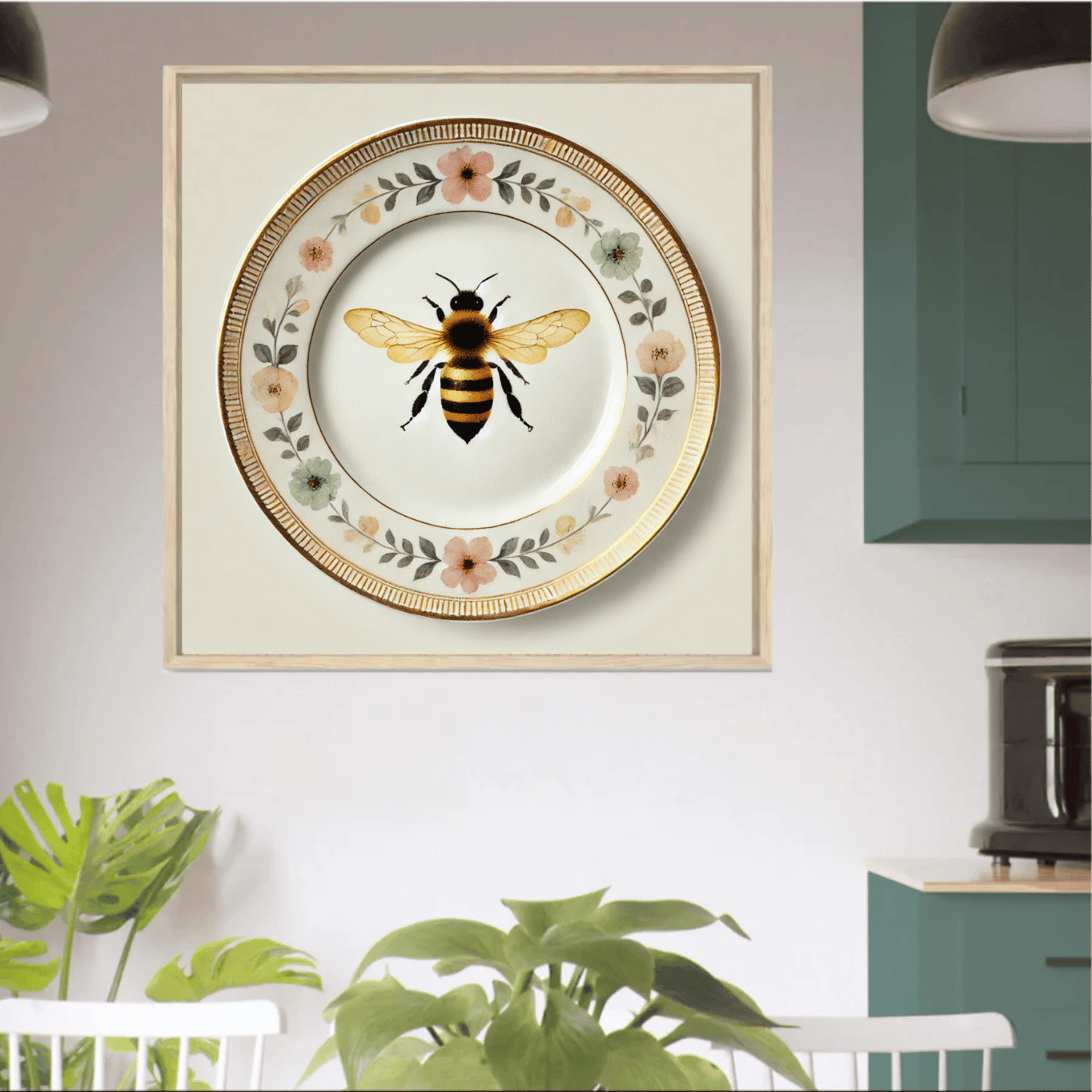 Wildflower Bee Canvas Wall Art | Kitchen Wall Art | Dining Room Wall Art | Vintage Wall Art | Sophisticated Wall Art