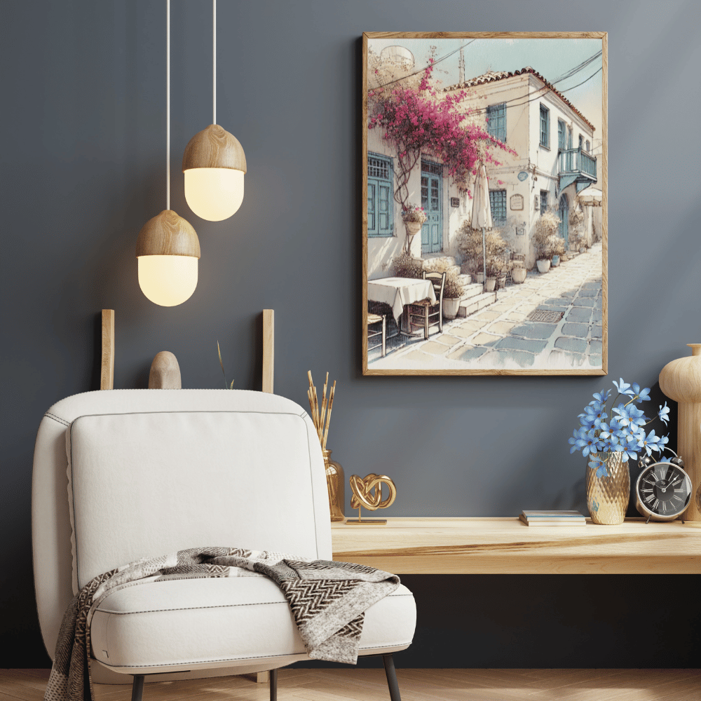 Alfresco Charm Greek Street Wall Art Print Print Material