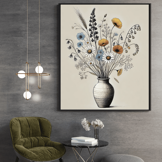Autumn Meadow Vase Flower Floral Wall Art Print Print Material