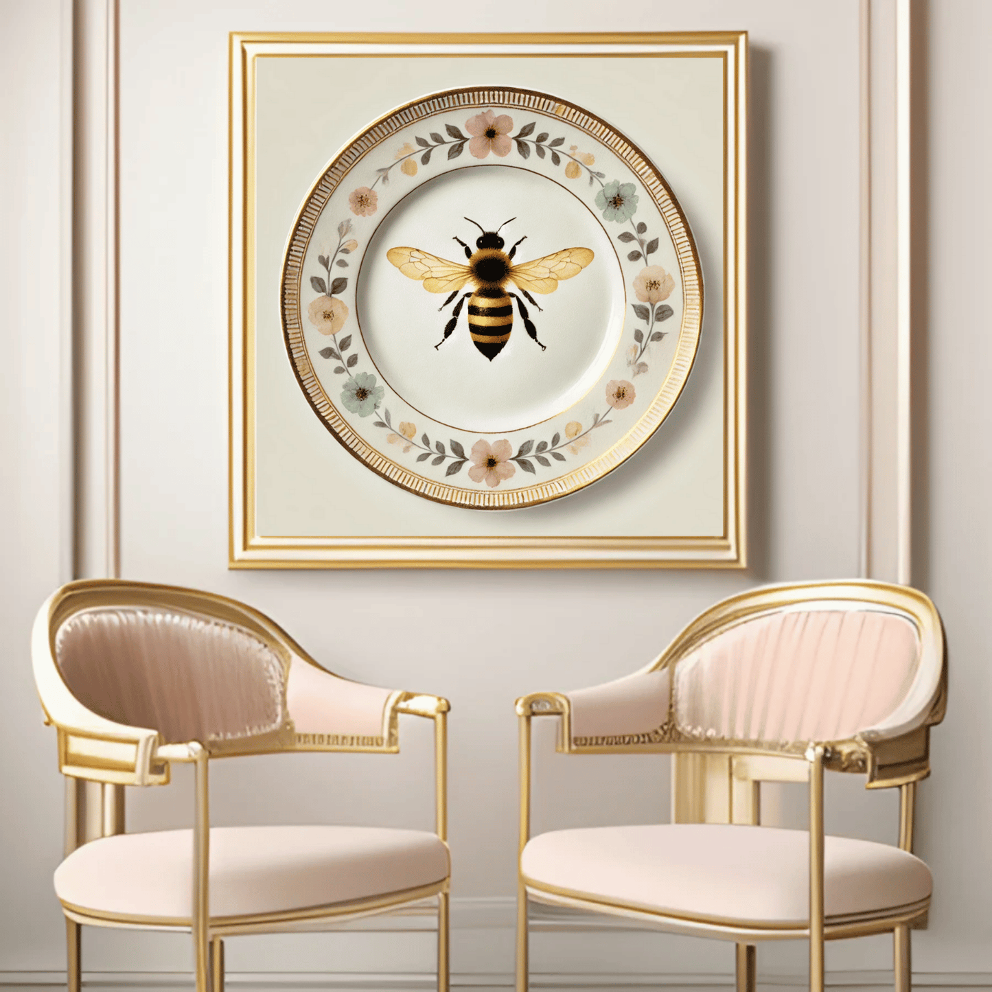 Wildflower Bee Canvas Wall Art | Kitchen Wall Art | Dining Room Wall Art | Vintage Wall Art | Sophisticated Wall Art