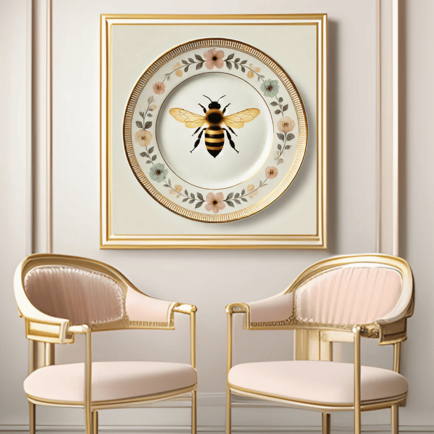 Wildflower Bee Canvas Wall Art | Kitchen Wall Art | Dining Room Wall Art | Vintage Wall Art | Sophisticated Wall Art