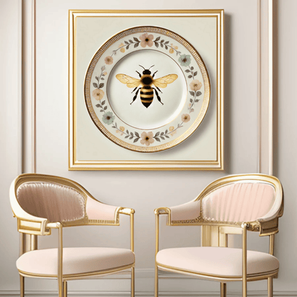 Wildflower Bee Canvas Wall Art | Kitchen Wall Art | Dining Room Wall Art | Vintage Wall Art | Sophisticated Wall Art