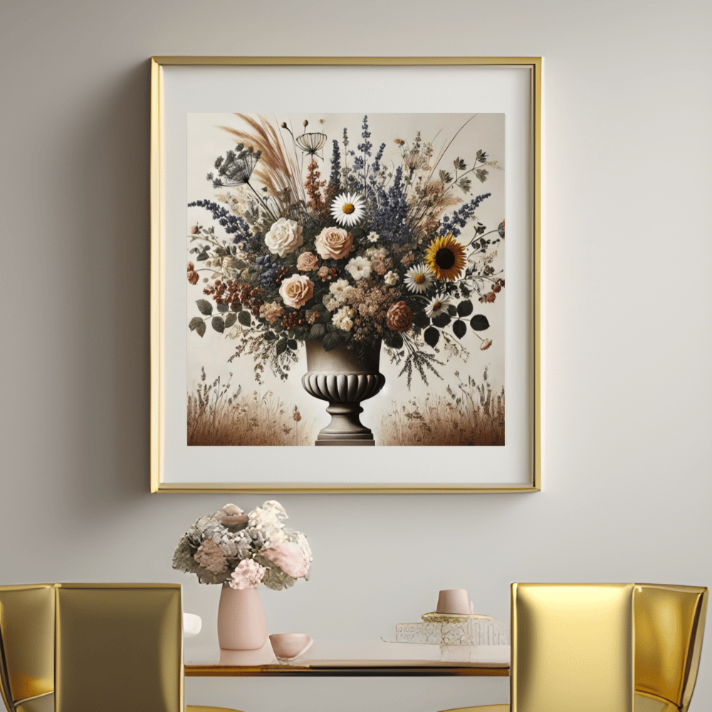 Wildflower Symphony Large Scandinavian Bouquet in A Vase Wall Art Print Print Material